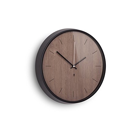 Umbra Madera Wall Clock, Walnut/Black