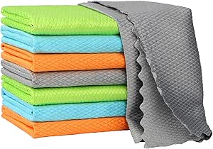 AIDEA Microfiber Cleaning Cloths-8PK, Glass Cloth Lint-Free Rags, Microfiber Towels for Cars, Dish Towels Absorbent Cleaning Cloth for House, Kitchen, Windw-16×16"