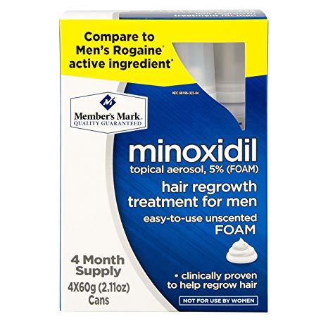 Member's Mark Minoxidil Topical Aerosol 5% Unscented FOAM Hair Regrowth Treatment for Men Rogaine (4 Month Supply)