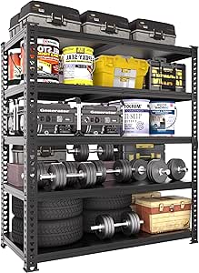 PrimeZone All Metal 36" W x 16" D x 71" H Storage Shelves - 5 Tier Heavy Duty Adjustable Garage Shelving Unit, Freestanding Utility Shelf Rack Organizer for Warehouse Pantry Kitchen, Black