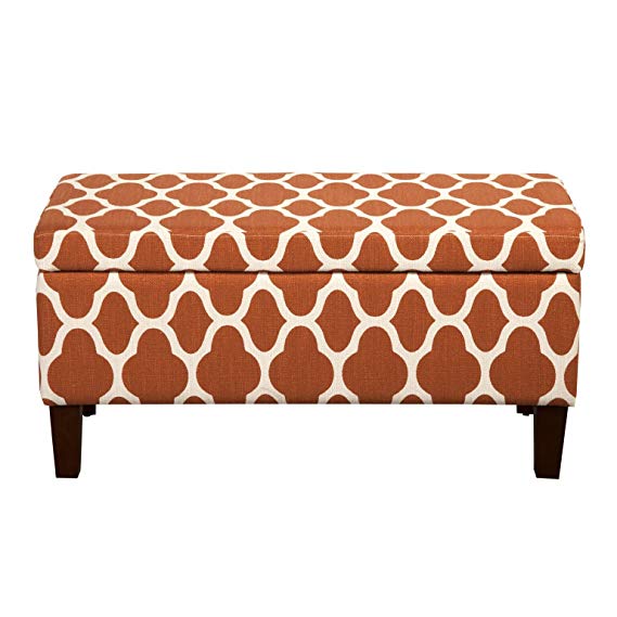 HomePop Large Storage Woven Fabric Ottoman, Orange Geometric