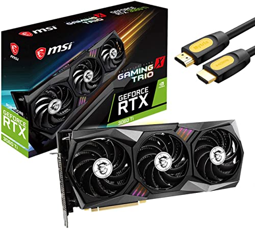 MSI GeForce RTX 3060 Ti DirectX 12 Gaming X Trio Graphics Card, 8GB 256-Bit GDDR6, Ray Tracing, VR Ready, PCI Express 4.0, 3X DisplayPort, 1x HDMI 2.1 8K, w/ Mytrix HDMI Cable