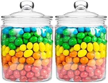 Fasmov 2 Pack 1/2 Gallon Glass Jars Candy Jar Glass Canister with Lid