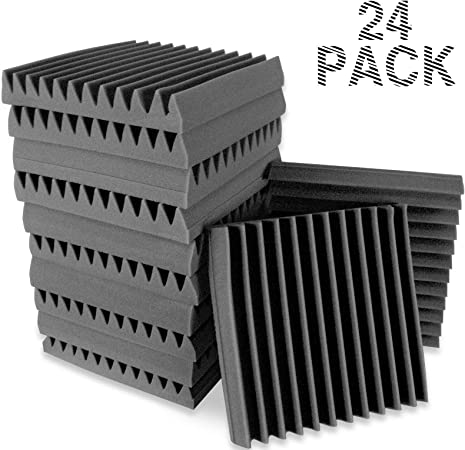JUSONEY 24 Pack 2" x 12" x 12 Acoustic Foam Panels-Soundproof Foam Pannel Work for Home Soundproof Foam Pannels,Walls Soundproof,Wedge for Studio Ceiling,Reduce Background Noise,Sound Absorbing Panel