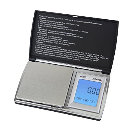 Smart Weigh ACC200 AccuStar Digital Back-Lit Touch Screen Pocket Scale, Black
