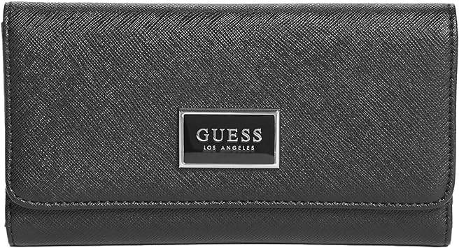 GUESS Factory Women's Abree Logo Saffiano Slim Trifold Wallet