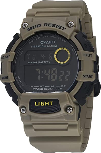 Casio Men's Mud Resistant 10-Year Battery Quartz Watch with Resin Strap, Khaki, 27.6 (Model: TRT-110H-5BVCF)