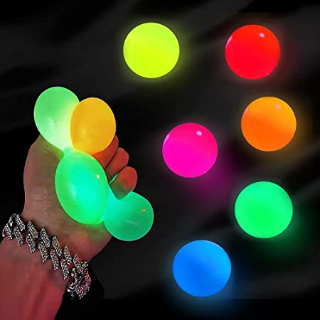 6 Pieces Sticky Wall Balls Ceiling Glow Balls 2.6 Inch Glow in The Dark Sticky Balls Ceiling Stress Balls Tear-Resistant Stress Relief Balls Non-Toxic for Adults and Kids