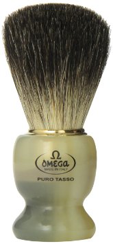 Omega 63171 Stripey 100 Pure Badger Shaving Brush with Stand