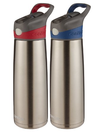 Contigo Auto Spout Sheffield Water Bottle, 20-Ounce, Stainless steel 2 Pack Monaco / Sangria