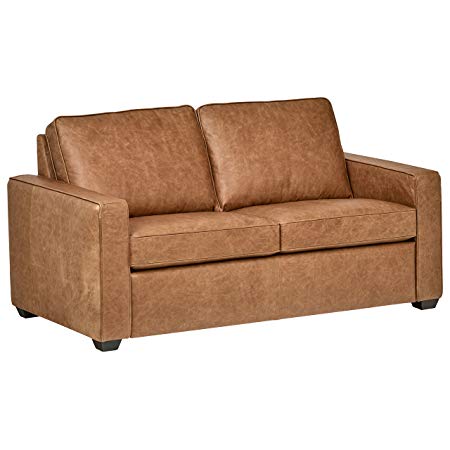 Rivet Andrews Modern Classic Top-Grain Leather Sofa, 67" W, Cognac