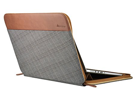 13" Laptop Sleeve MacBook Air Case - MacBook Pro Retina display 13.3 inch Computer Envelope Full Protection Cover Vegan Leather & Cotton Fabric Sleeve [Size 13.3-Color: Gray Plaid]