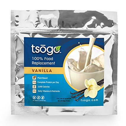 Tsogo Vanilla Meal Replacement Shake w/ Total Daily Nutrition (Complete Nutrition) - Vanilla Flavor w/ 17 Grams of Protein/Serving (1 Pouch, 5-10 Meals, 15.2oz)
