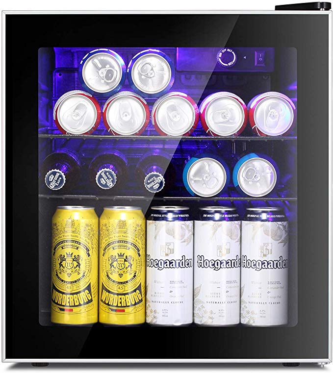 Antarctic Star Beverage Refrigerator Cooler - 60 Can Mini Fridge Glass Door for Soda Beer or Wine – Glass Door Small Drink Dispenser Machine Adjustable Removable for Home, Office or Bar, 1.6cu.ft.
