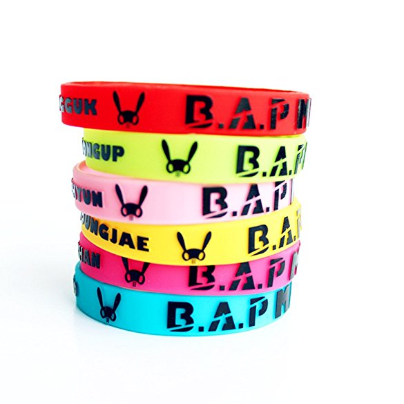 Fanstown KPOP B.A.P. MATOKI member merchandise BAP accessories 3D 6pc MATO wristband BangYongGuk HimChan DaeHyun YoungJae Zelo color bracelet