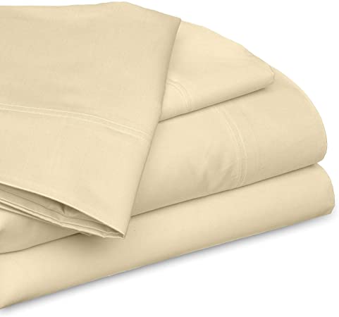 SGI bedding King Size Sheets Set - 100% Cotton - Luxury Soft 100% Cotton Bed Sheets 1000 Thread Count Ivory Solid