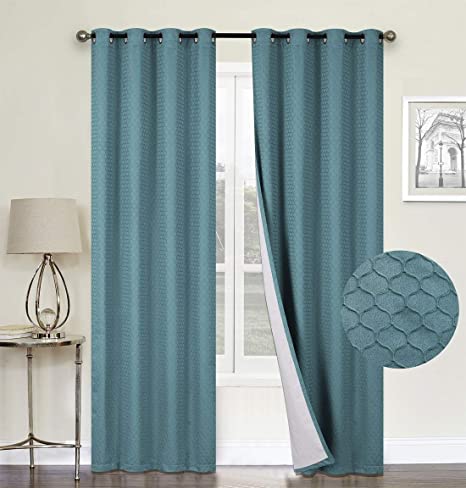 100% Blackout Curtains,Blue Double Layer Lined,Heat and Full Light Blocking Drapes with White Liner for Nursery, 84 inches Drop Thermal Insulated Draperies(Teal Blue, 52" x 84")