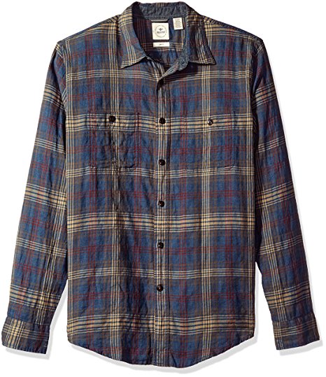 Dockers Men's Long Sleeve Safari Plaid Teased Twill Woven Shirt