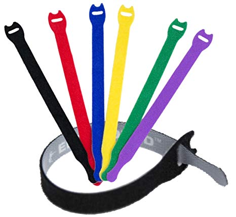 Reusable Cable Ties 1/2" x 6" for Cable Management and Organizing Cords - 30 Pack Bundled with 2 Bonus Cinch Straps (Color)