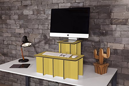 Joki Standing Desk With Adjustable Height | Durable & Stylish Two-Tier Design Stand Up Sit Down Desk | For Laptop, TV Monitor, Lamp, Mouse, Keyboard, Phone & More | Ergonomic & Lightweight Desk Riser