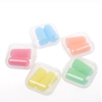 Cosmos ® Pack of 5 Assorted Color Soft Foam Hearing Protection Earplugs