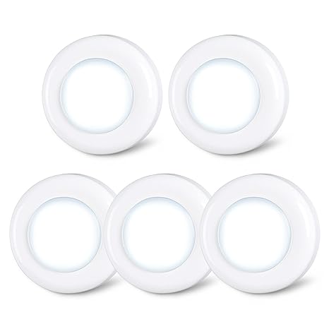 Tap Light Push Lights STAR-SPANGLED Mini Night Touch Light LED Puck Lights Portable Under Cabinet Lighting Battery Operated Powered DIY Stick On Lights Wireless Closet Counter Kitchen Cool White 5Pack