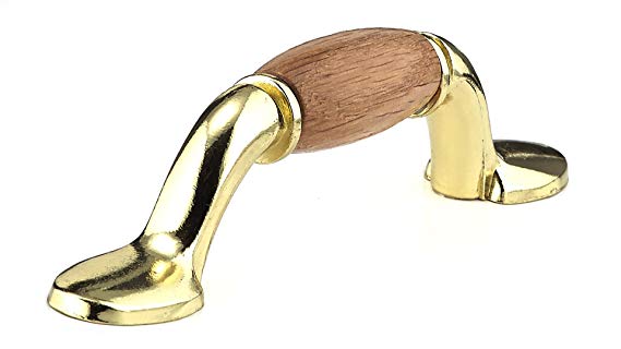 Richelieu Hardware BP3801130251 Contemporary Metal Handle Pull,3", Brass-Oak, Natural Finish