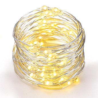 Blusmart USB Copper Lights, 33ft Copper Wire 100 LEDs Holiday Indoor String Light Warm White Christmas Lights Waterproof Starry String Lamp for Christmas, Party, Holiday, Halloweenay, Halloween