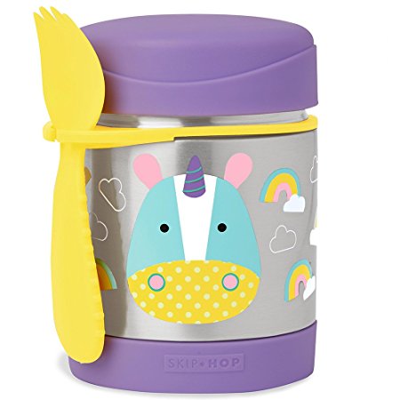 Skip Hop Baby Zoo Little Kid and Toddler Insulated Food Jar and Spork Set, Multi, Eureka Unicorn