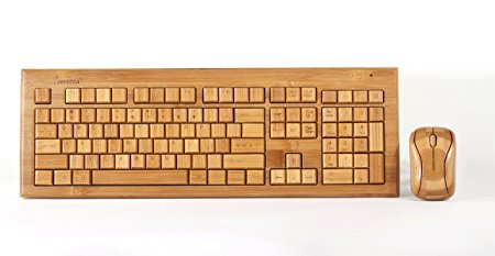 Impecca KBB-600CW Hand-Carved Designer Bamboo Wireless Keyboard and Mouse Combo