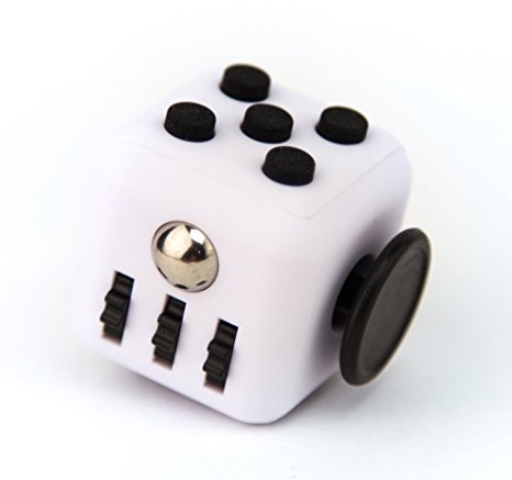 Focus Cube - (6 Colors) Fidget Cube Toy For Anxiety Stress Relief Attention Focus For Children / Adult Gift ADHD (Black / White)