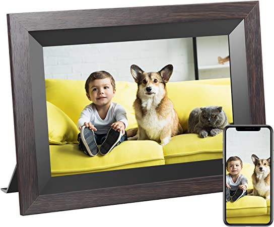 Kodak 10.1 Inch Smart WiFi Digital Picture Frame 1280x800 Touch Screen,Auto-Rotate, Built in 16GB Memory, Share Moments Instantly via Kodak App from Anywhere(Wood)