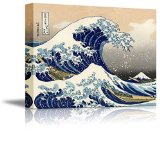 Wall26 - Canvas Print Wall Art - The Great Wave Off Kanagawa by Katsushika Hokusai Reproduction on Canvas Stretched Gallery Wrap Ready to Hang -18x24