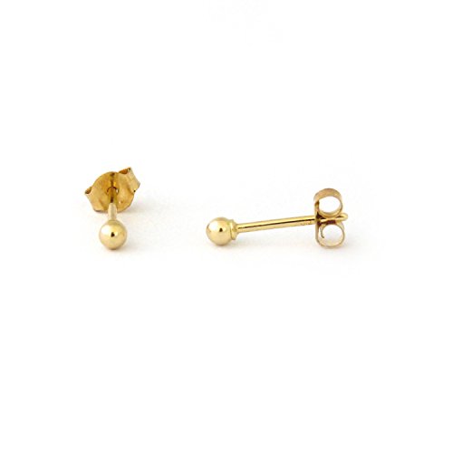 14k Yellow, Rose or White Gold Ball Stud Earrings - 2, 3, 4, 5, 6, 7, 8, 9, 10, 12 mm