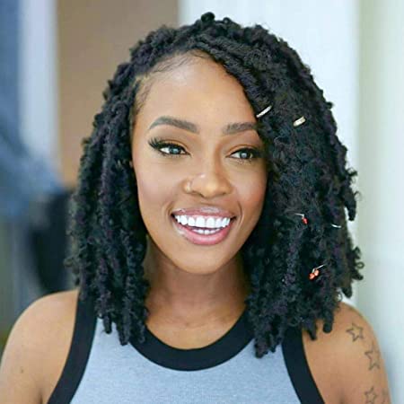 Toyotress Butterfly Locs Crochet Hair - 10 inch 7 Pcs Pre-twisted Distressed Crochet Braids Pre-looped Synthetic Braiding Hair Extensions (10 Inch,1B)