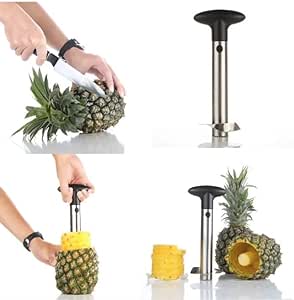 Pineapple Corer and Slicer Cutter Stainless Steel Tool for Easy Removal Black