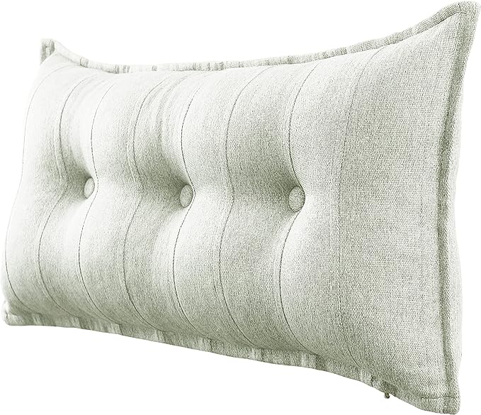 WOWMAX Rectangular Headboard Pillow Bolster Pillow for Bed Back Rest Pillow for Sitting in Bed Daybed Pillows Back Support Pillow for Bed Reading Pillow Grey-Beige Twin