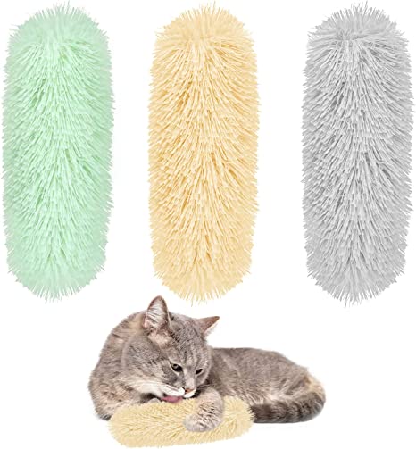 FANTESI 3 Pcs Cat Catnip Toys, Interactive Cat Kicker Toy Cat Chew Teething Clean Toy with Catmint and Crinkle Plush for Small Cats Indoor Kitten