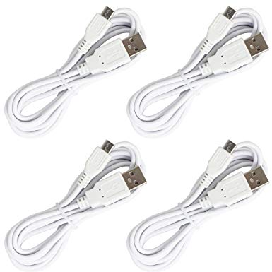 4 Pack Fenzer White 6 FT Micro USB Data Sync Charger Cable for Samsung Rugby 4 Galaxy S6 Edge GS6