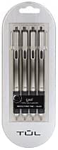 Tul Retractable Gel Pens 0.7mm Needle Point Medium, Black 4/pk