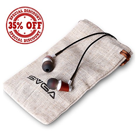 SIVGA In Ear Wood Headphones Ear Buds with Noise Isolation, Wooden Stereo Earbuds with High Fidelity Sound and Dynamic Crystal Clear Sound, Ergonomic Comfort, M005 Rosewood