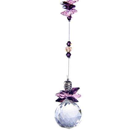 H&D 30 mm Crystal Hanging Suncatcher Ball Prism Home Wedding Decoration Hand Crafts (purple)