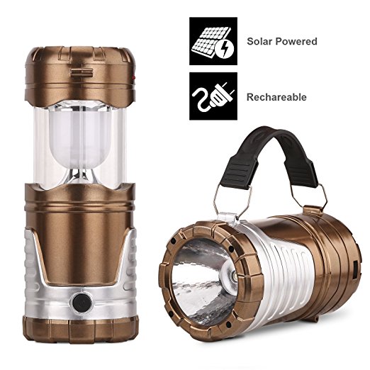Camping Lantern,Gright® Camping Lantern Flashlights,Collapsible Solar Lanterns Rechargeable LED Lantern Camp Lights Table Lamp for Outdoor, Fishing, Blackout (Golden)