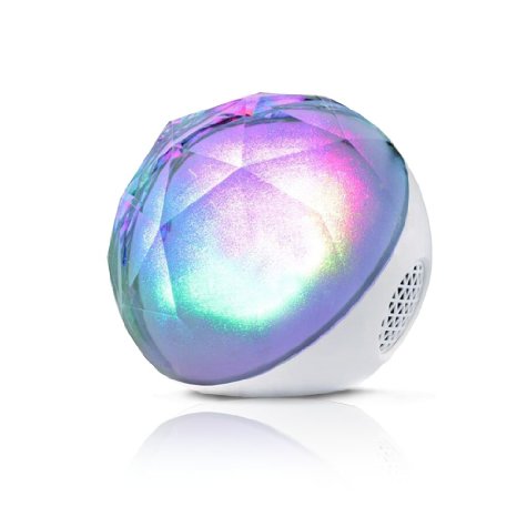 Airmate  Wireless Speaker Portable LED Color Ball 10 Hours Stereo Bluetooth Speaker with Remote ControlSupport TF Card for Tablet Ipad Iphone Samsung Laptop And Other Music Players White