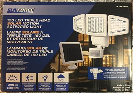 SOLAR MOTION ACTIVATED LIGHT.150 LED TRIPLE HEAD. SUNFORCE by Sun Force