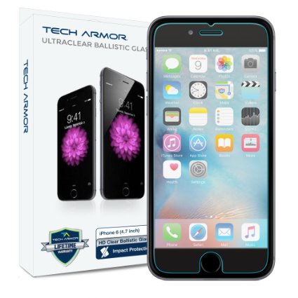 iPhone 6 Plus Glass Screen Protector, Tech Armor Premium Ballistic Glass Apple iPhone 6S Plus / iPhone 6 Plus (5.5-inch) Screen Protectors [3]