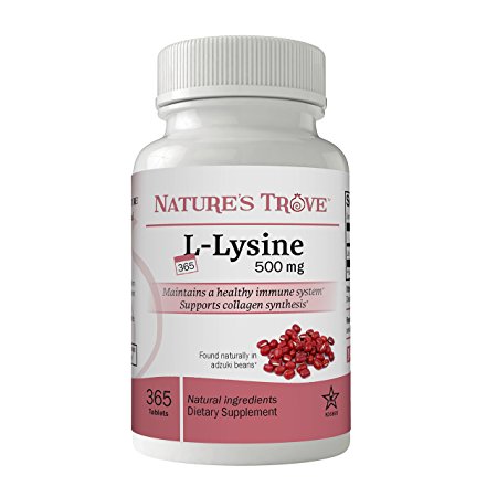 L-Lysine 500 mg by Nature's Trove - 365 Tablets