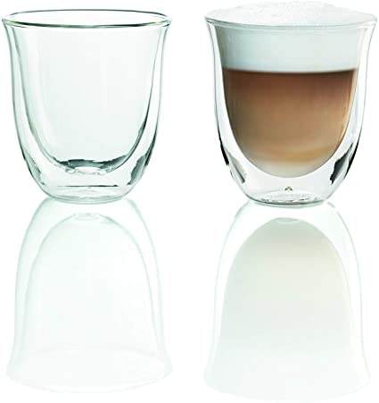 De'Longhi Double Walled Thermo, 6 fl oz, Set of 2 CAPPUCCINO GLASSES, Clear