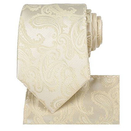 KissTies Mens Tie Set: Paisley Necktie   Pocket Square Hanky   Gift Box