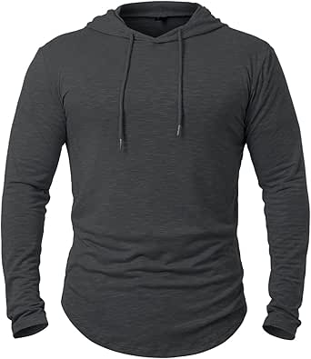 CARWORNIC Men's Quick Dry Hooded Tops Lightweight Thin Long Sleeve Running Hiking Hoodies Outdoor T-Shirt